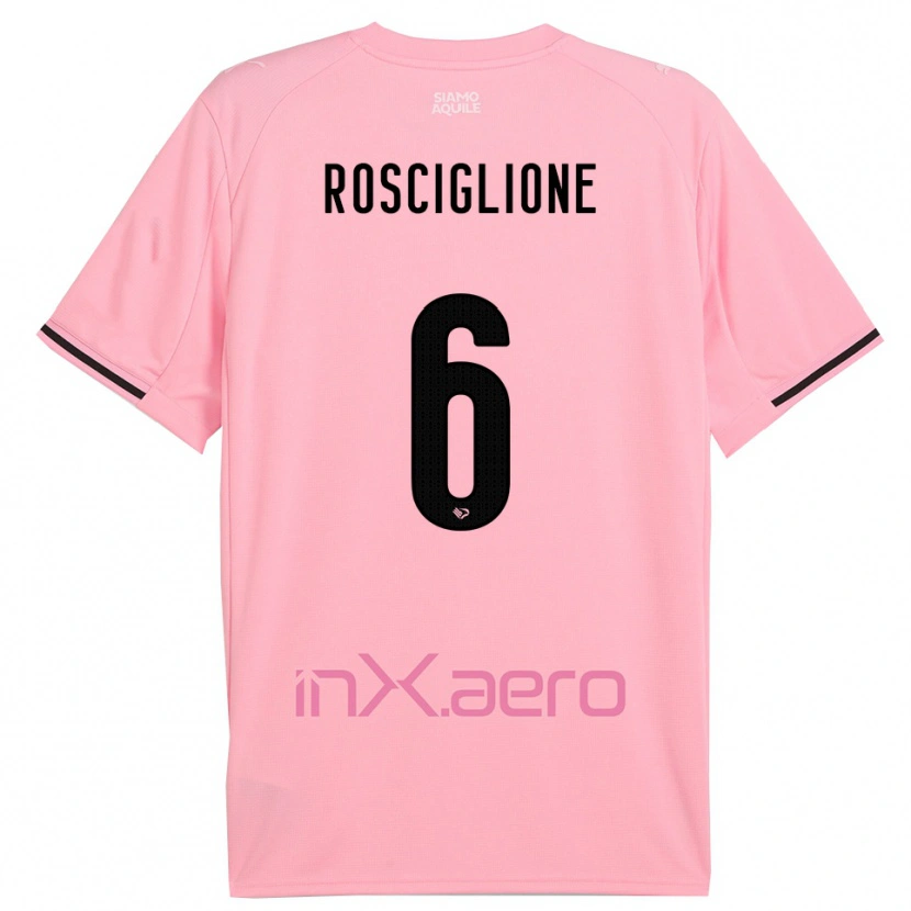 Danxen Criança Camisola Davide Rosciglione #6 Rosa Preto Principal 2025/26 Camisa