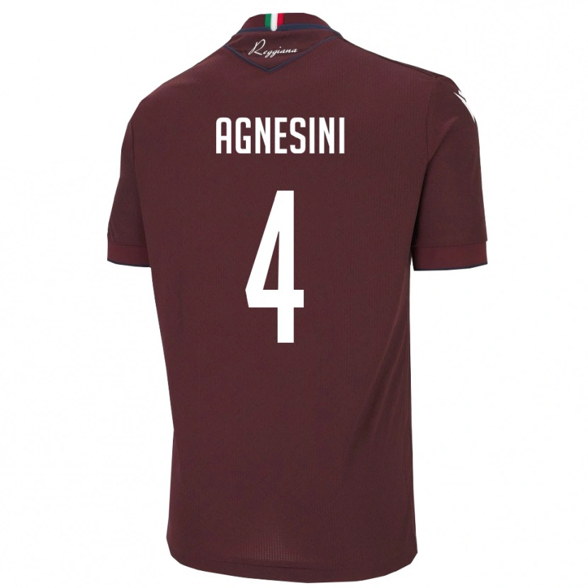 Danxen Criança Camisola Alessandro Agnesini #4 Borgonha Branco Principal 2025/26 Camisa