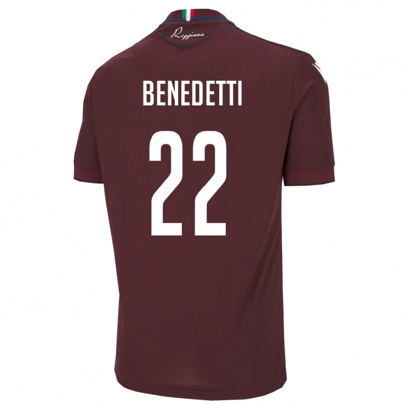 Danxen Criança Camisola Samuele Benedetti #22 Borgonha Branco Principal 2025/26 Camisa