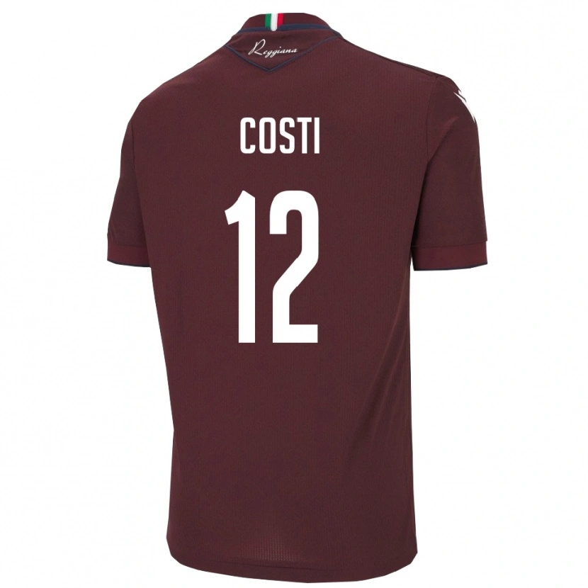 Danxen Criança Camisola Filippo Costi #12 Borgonha Branco Principal 2025/26 Camisa