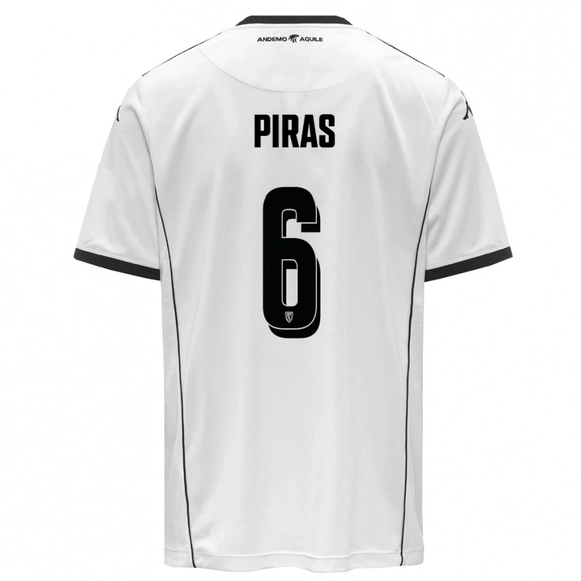 Danxen Criança Camisola Filippo Piras #6 Branco Preto Principal 2025/26 Camisa