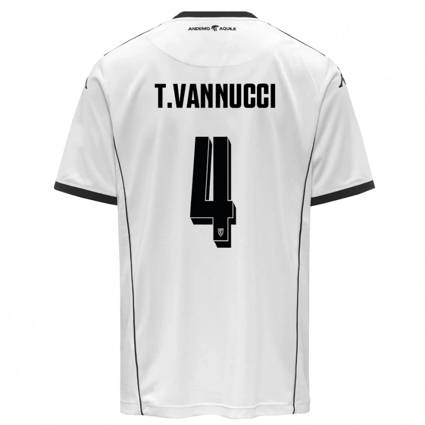 Danxen Criança Camisola Tommaso Vannucci #4 Branco Preto Principal 2025/26 Camisa