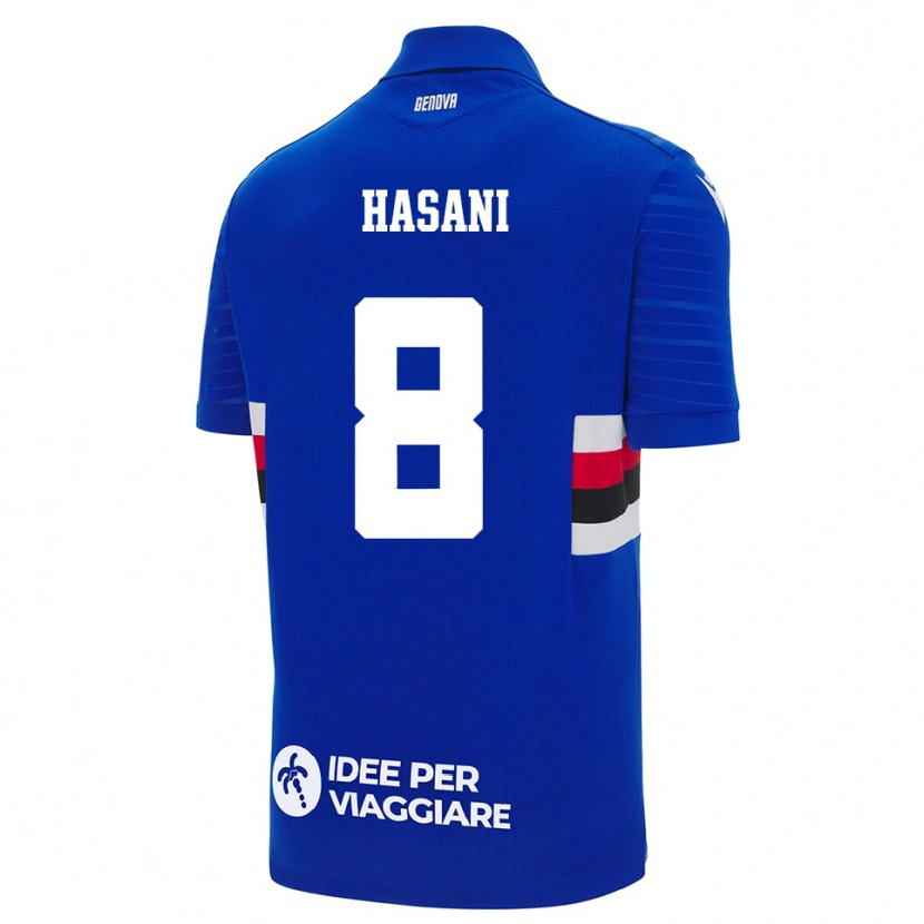 Danxen Criança Camisola Adam Hasani #8 Azul Branco Principal 2025/26 Camisa
