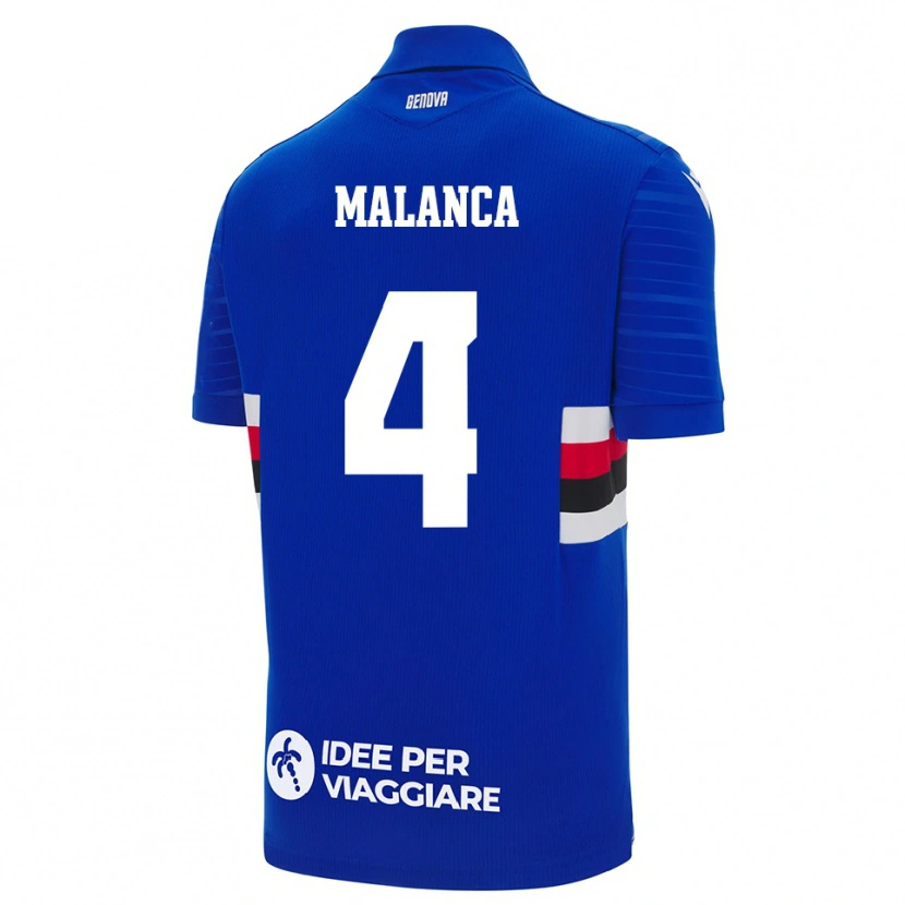 Danxen Criança Camisola Lorenzo Malanca #4 Azul Branco Principal 2025/26 Camisa