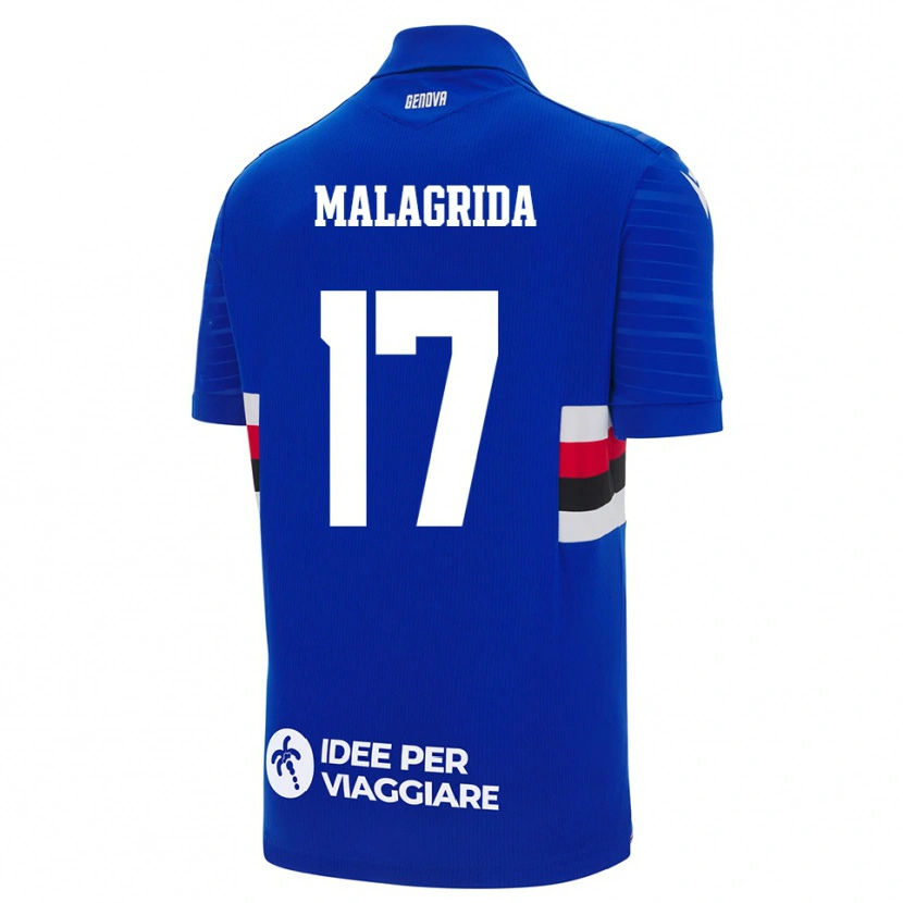 Danxen Criança Camisola Lorenzo Malagrida #17 Azul Branco Principal 2025/26 Camisa