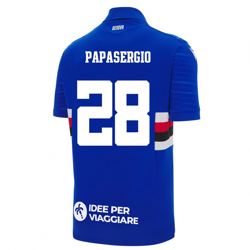Danxen Criança Camisola Alessio Papasergio #28 Azul Branco Principal 2025/26 Camisa