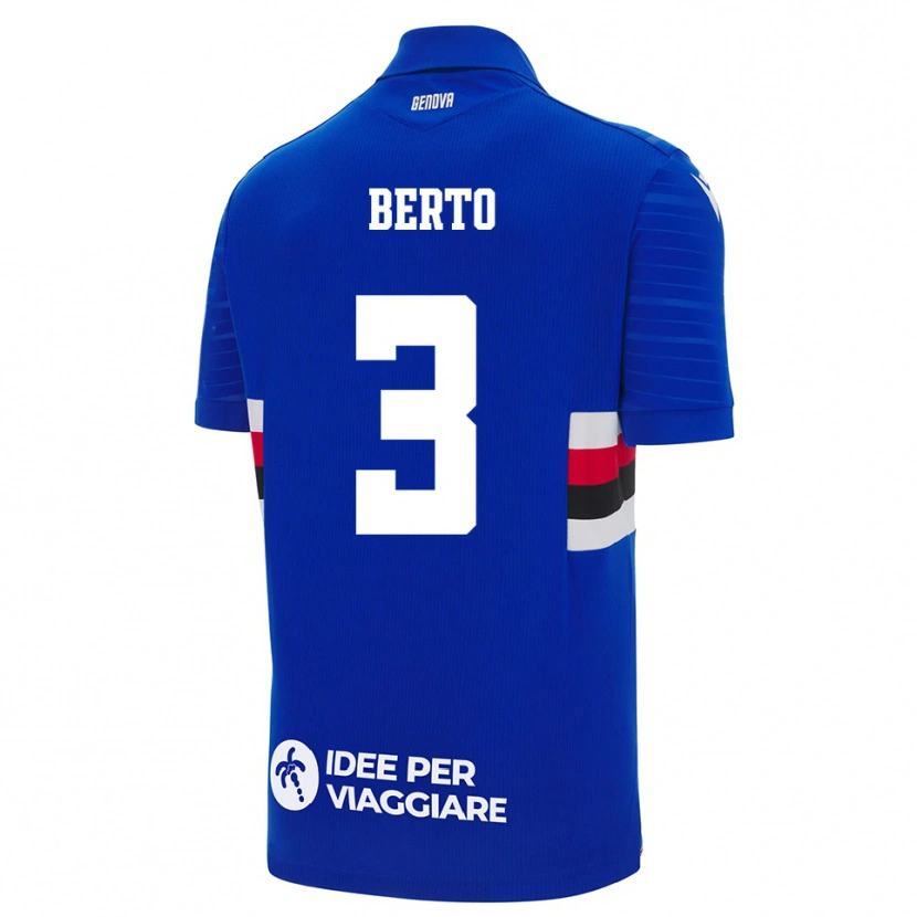 Danxen Criança Camisola Nicolò Berto #3 Azul Branco Principal 2025/26 Camisa