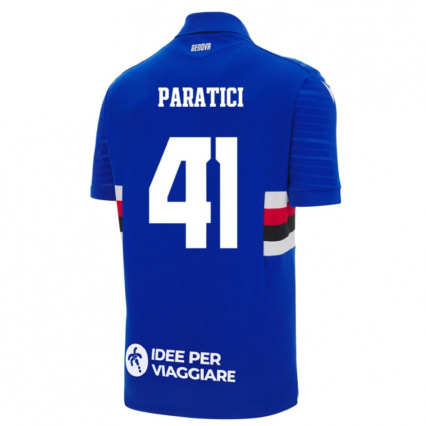 Danxen Criança Camisola Lorenzo Paratici #41 Azul Branco Principal 2025/26 Camisa