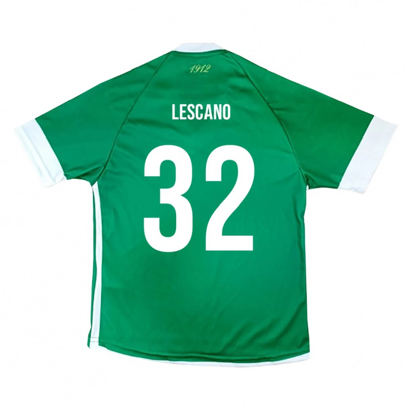 Danxen Criança Camisola Facundo Lescano #32 Verde Branco Principal 2025/26 Camisa