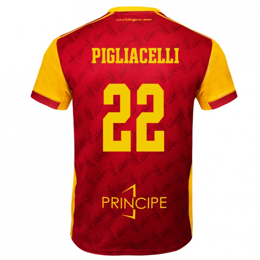 Danxen Criança Camisola Mirko Pigliacelli #22 Amarelo Vermelho Principal 2025/26 Camisa