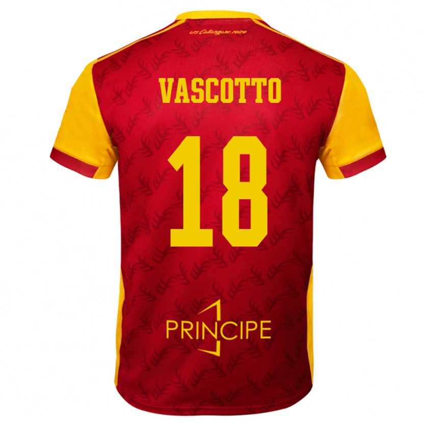 Danxen Criança Camisola Edoardo Vascotto #18 Amarelo Vermelho Principal 2025/26 Camisa