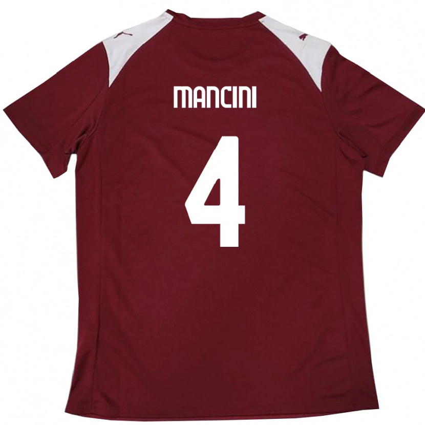 Danxen Criança Camisola Samuele Mancini #4 Borgonha Branco Principal 2025/26 Camisa