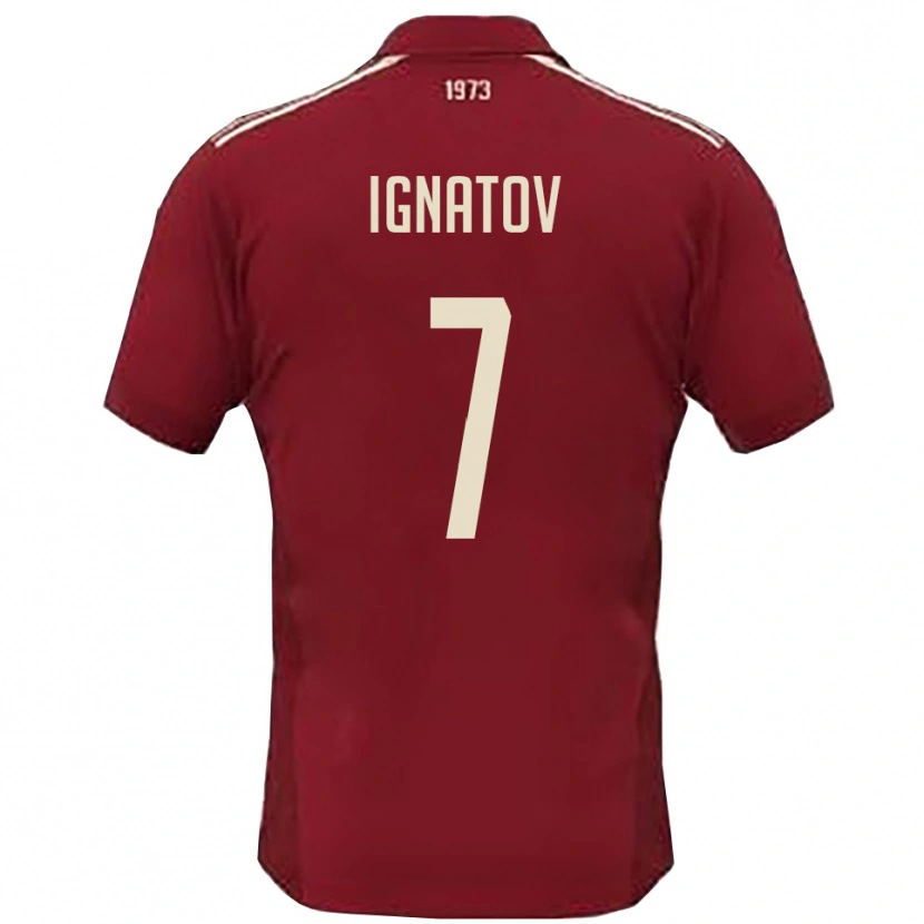Danxen Criança Camisola Eduard Ignatov #7 Borgonha Branco Principal 2025/26 Camisa