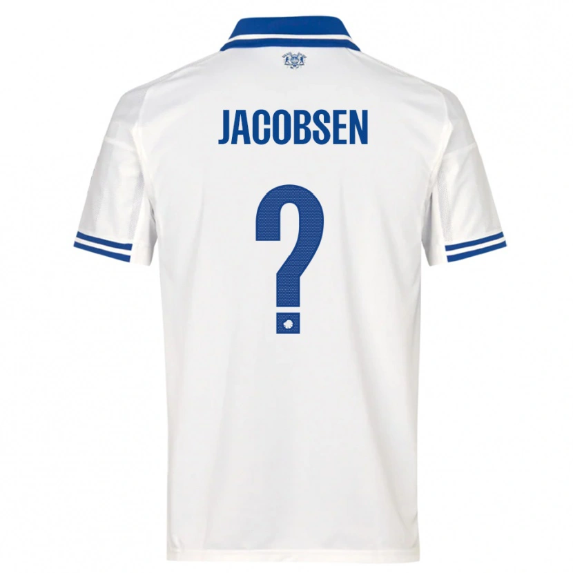 Danxen Criança Camisola Holger Jacobsen #0 Branco Azul Principal 2025/26 Camisa