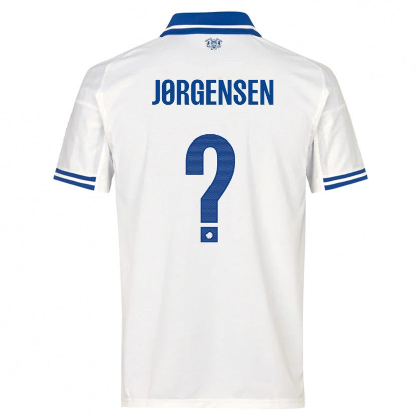 Danxen Criança Camisola Mads Jørgensen #0 Branco Azul Principal 2025/26 Camisa