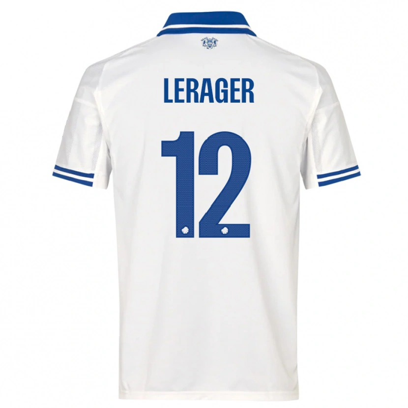 Danxen Criança Camisola Lukas Lerager #12 Branco Azul Principal 2025/26 Camisa