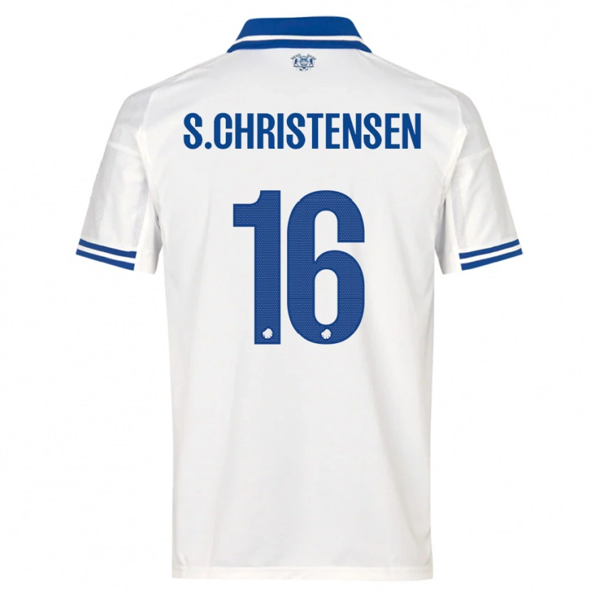Danxen Criança Camisola Sebastian Christensen #16 Branco Azul Principal 2025/26 Camisa