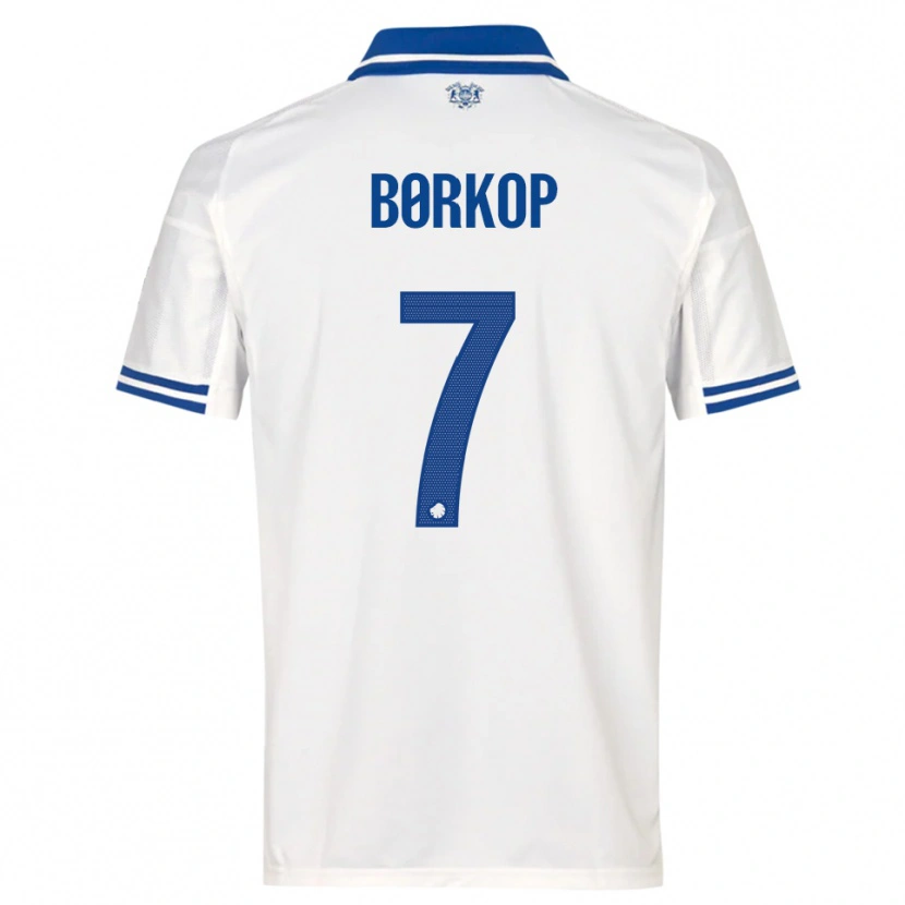 Danxen Criança Camisola Julie Børkop #7 Branco Azul Principal 2025/26 Camisa