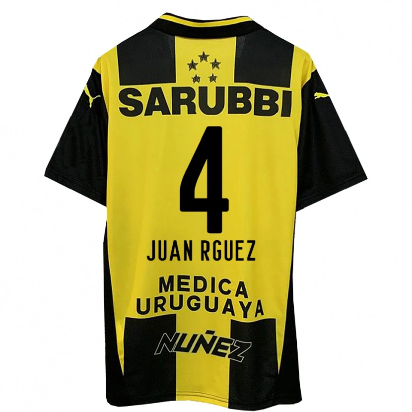 Danxen Criança Camisola Juan Rodríguez #4 Amarelo Preto Principal 2025/26 Camisa
