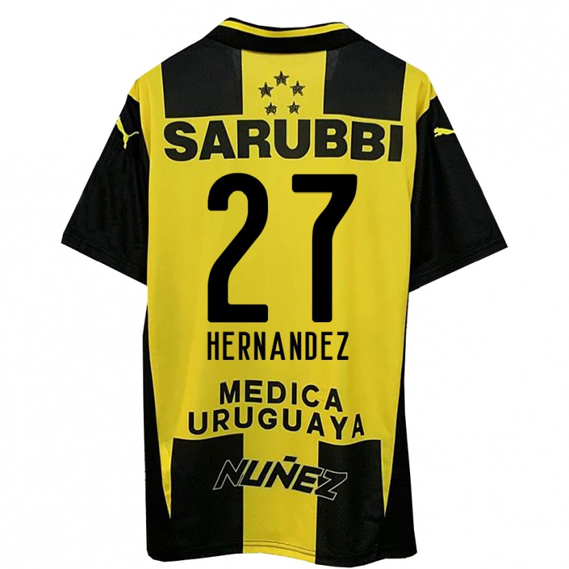 Danxen Criança Camisola Lucas Hernández #27 Amarelo Preto Principal 2025/26 Camisa