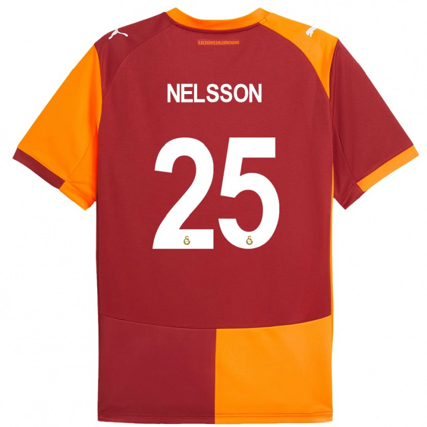 Danxen Criança Camisola Victor Nelsson #25 Vermelho Laranja Principal 2025/26 Camisa