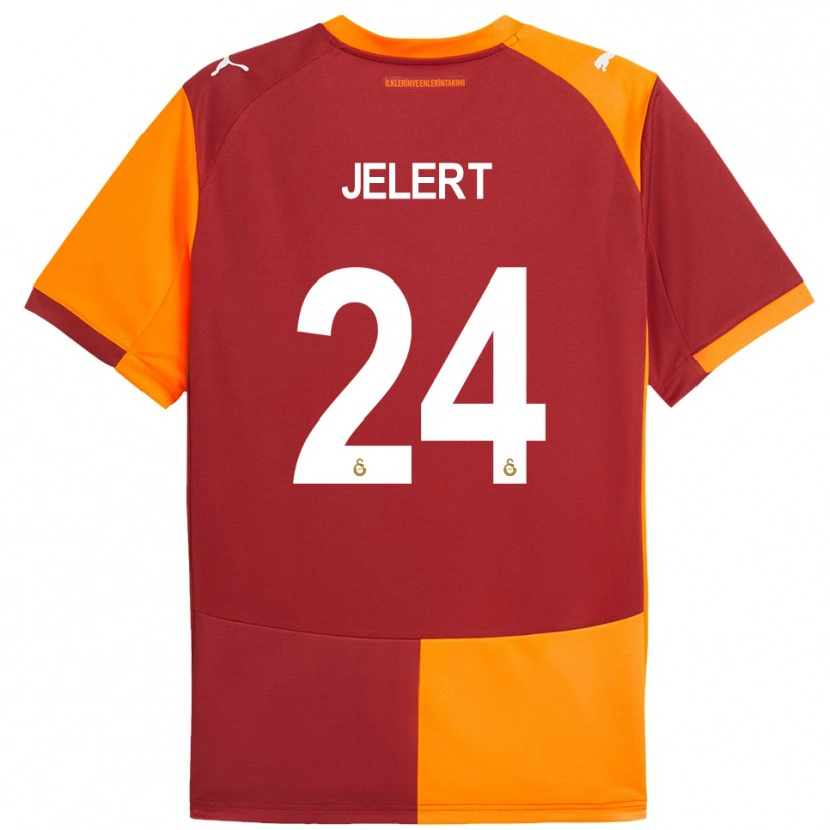 Danxen Criança Camisola Elias Jelert #24 Vermelho Laranja Principal 2025/26 Camisa