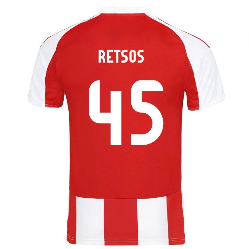 Danxen Criança Camisola Panagiotis Retsos #45 Vermelho Branco Principal 2025/26 Camisa