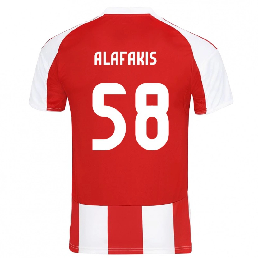 Danxen Criança Camisola Nektarios Alafakis #58 Vermelho Branco Principal 2025/26 Camisa