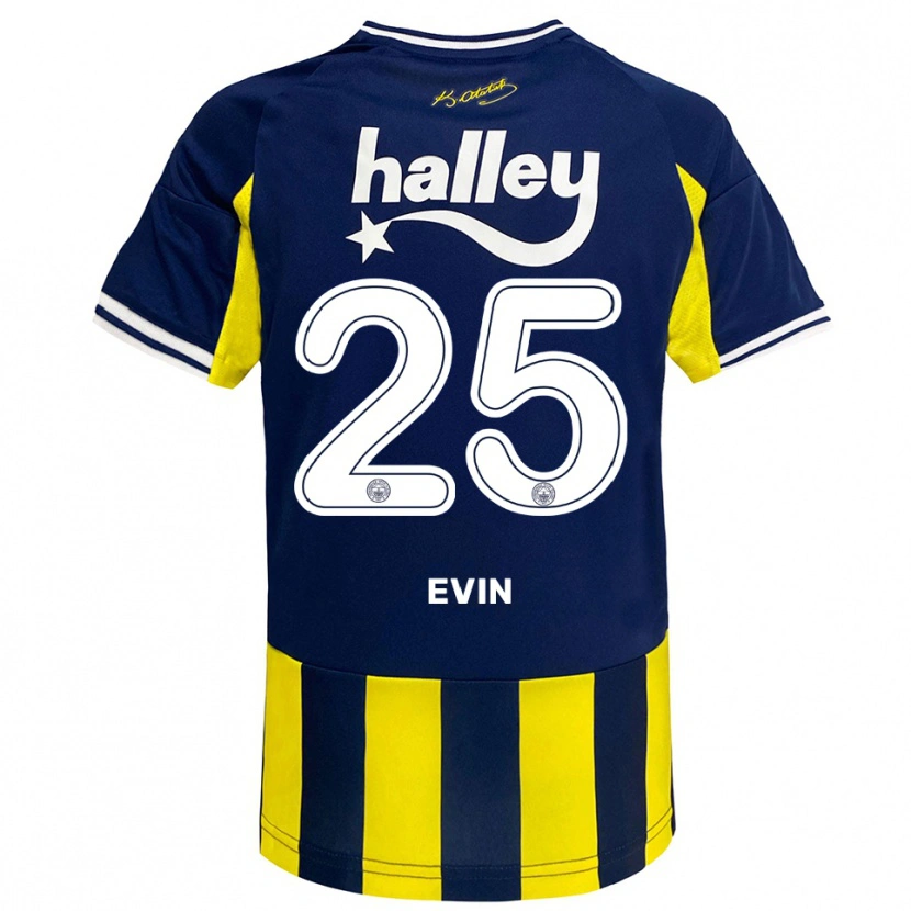 Danxen Criança Camisola Yiğit Evin #25 Amarelo Marinho Branco Principal 2025/26 Camisa