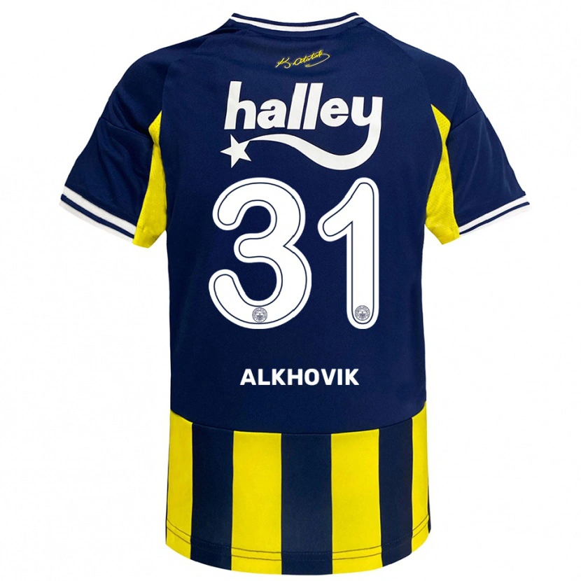 Danxen Criança Camisola Karyna Alkhovik #31 Amarelo Marinho Branco Principal 2025/26 Camisa