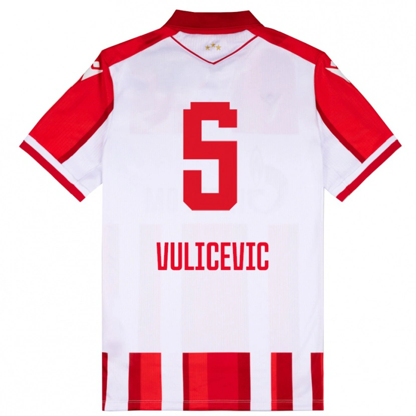 Danxen Criança Camisola Ognjen Vulicevic #5 Vermelho Branco Principal 2025/26 Camisa