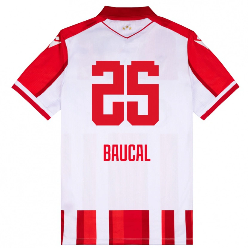 Danxen Criança Camisola Strahinja Baucal #25 Vermelho Branco Principal 2025/26 Camisa