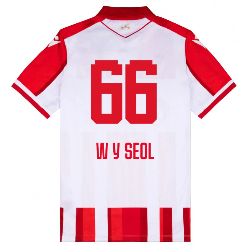 Danxen Criança Camisola Young-Woo Seol #66 Vermelho Branco Principal 2025/26 Camisa