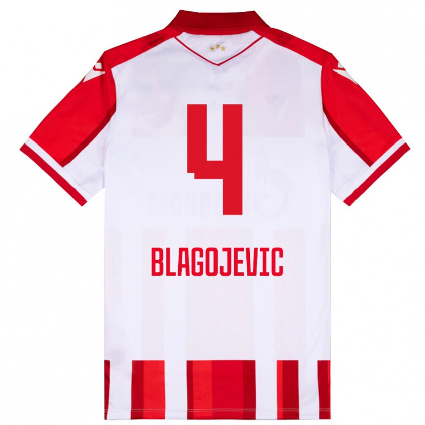 Danxen Criança Camisola Niksa Blagojevic #4 Vermelho Branco Principal 2025/26 Camisa