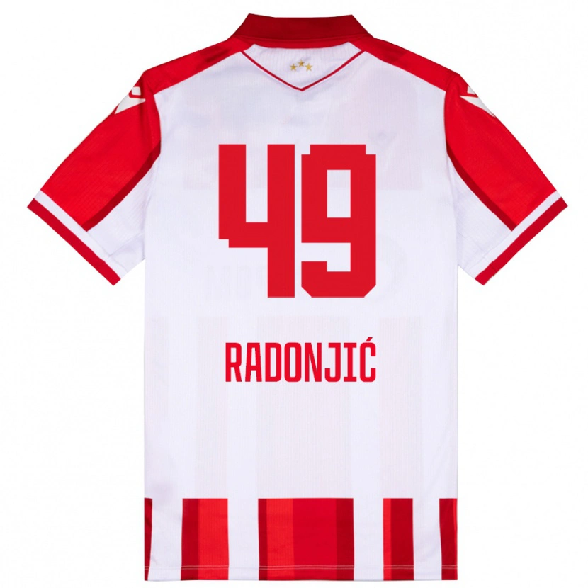 Danxen Criança Camisola Nemanja Radonjić #49 Vermelho Branco Principal 2025/26 Camisa