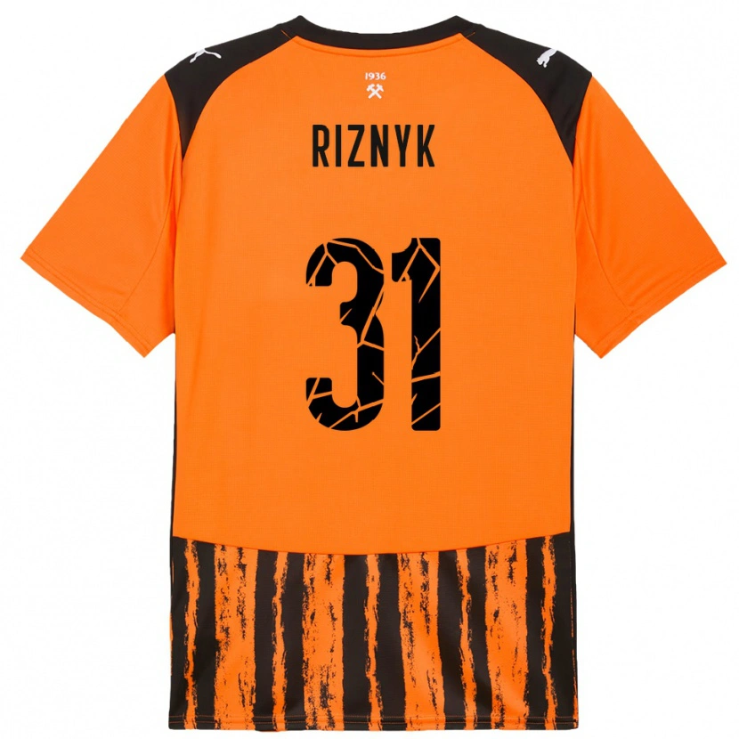 Danxen Criança Camisola Dmytro Riznyk #31 Laranja Preto Principal 2025/26 Camisa