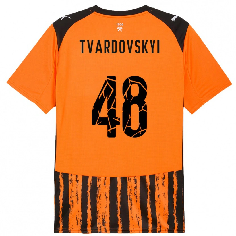 Danxen Criança Camisola Denys Tvardovskyi #48 Laranja Preto Principal 2025/26 Camisa