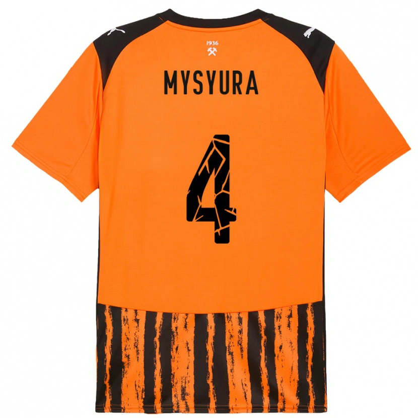 Danxen Criança Camisola Maksym Mysyura #4 Laranja Preto Principal 2025/26 Camisa