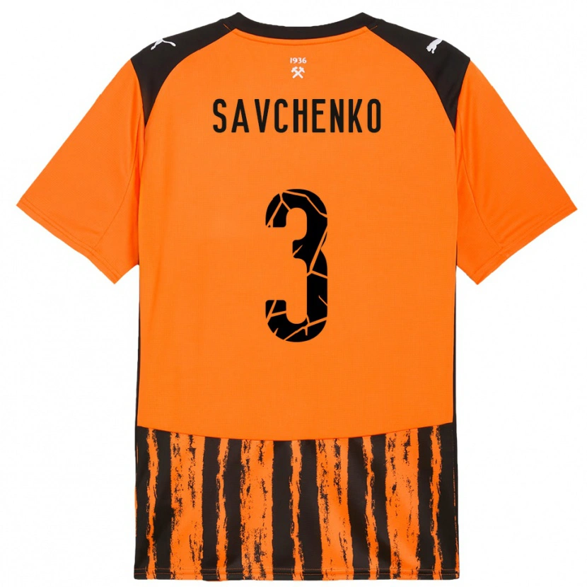 Danxen Criança Camisola Roman Savchenko #3 Laranja Preto Principal 2025/26 Camisa