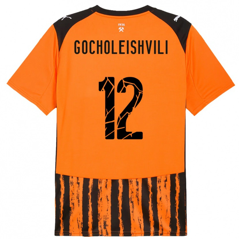 Danxen Criança Camisola Giorgi Gocholeishvili #12 Laranja Preto Principal 2025/26 Camisa