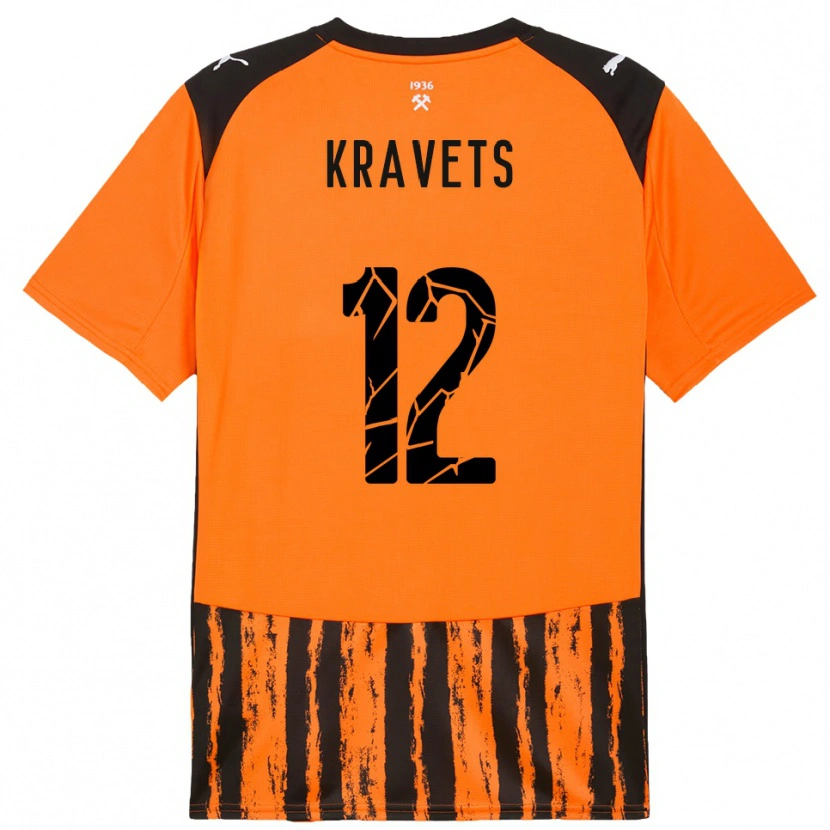 Danxen Criança Camisola Vladyslav Kravets #12 Laranja Preto Principal 2025/26 Camisa