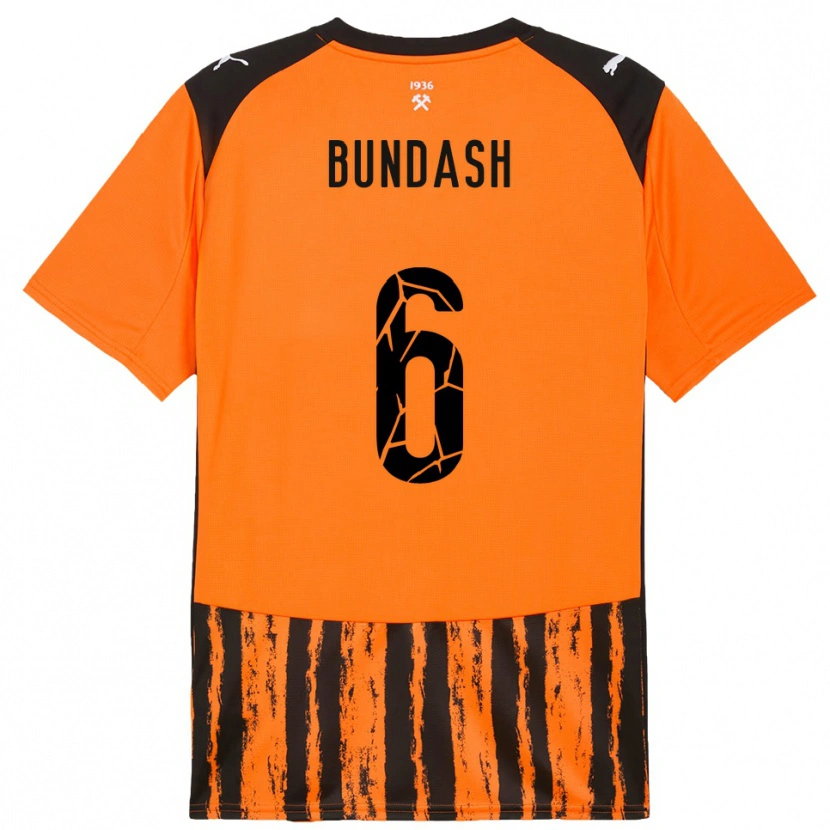Danxen Criança Camisola Vasyl Bundash #6 Laranja Preto Principal 2025/26 Camisa
