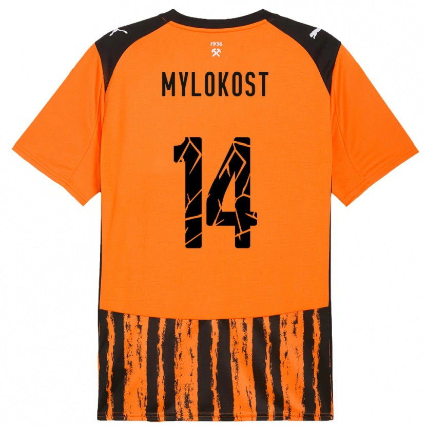 Danxen Criança Camisola Yaroslav Mylokost #14 Laranja Preto Principal 2025/26 Camisa
