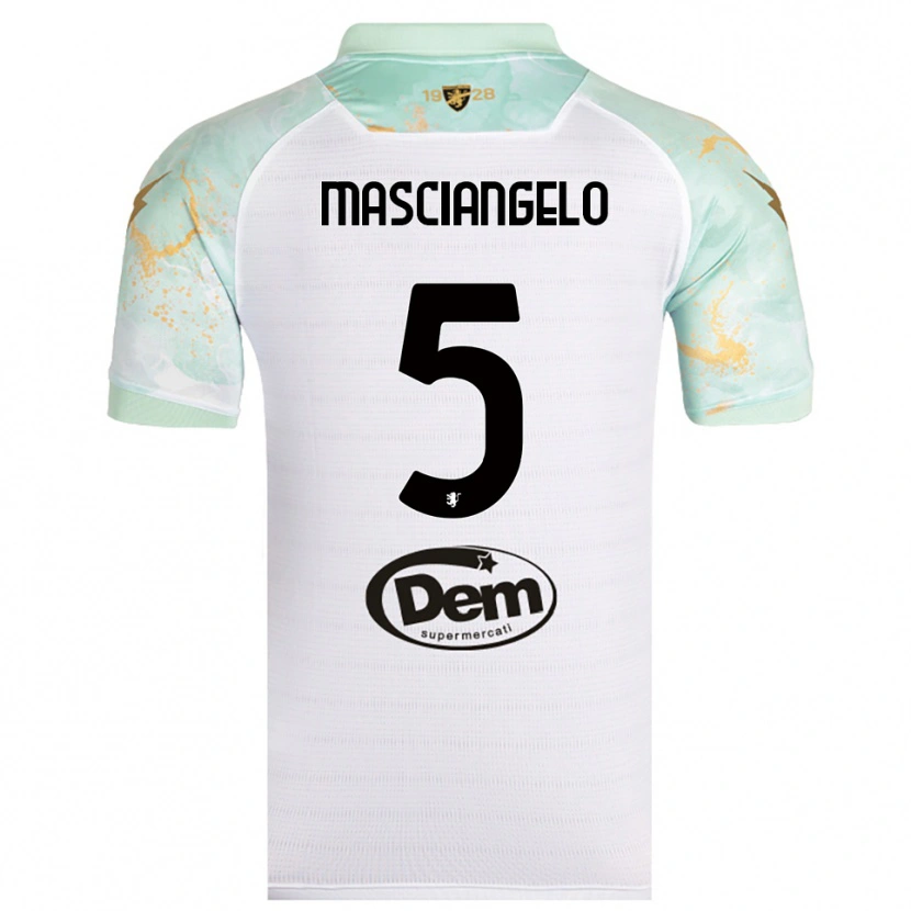 Danxen Criança Camisola Edoardo Masciangelo #5 Branco Preto Alternativa 2025/26 Camisa