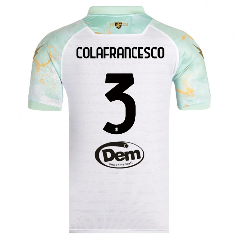 Danxen Criança Camisola Filippo Colafrancesco #3 Branco Preto Alternativa 2025/26 Camisa