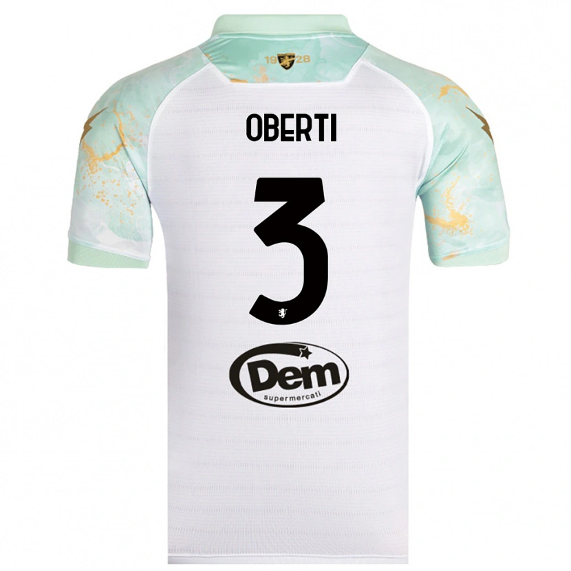 Danxen Criança Camisola Matteo Oberti #3 Branco Preto Alternativa 2025/26 Camisa
