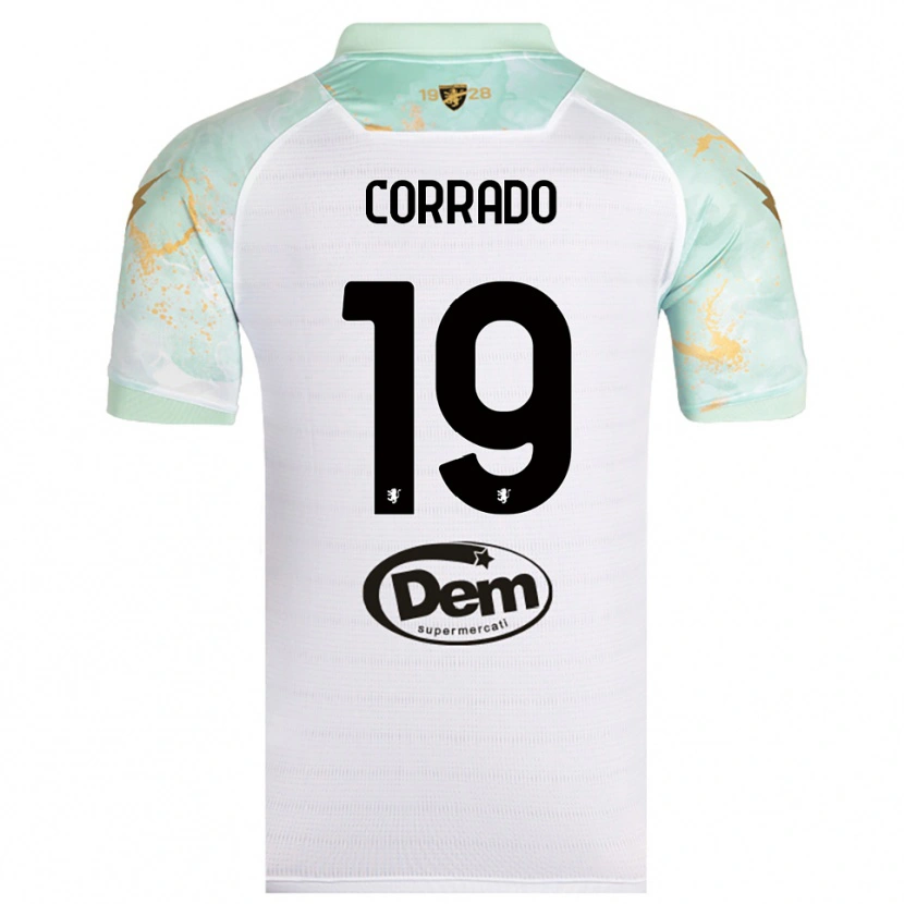 Danxen Criança Camisola Niccolò Corrado #19 Branco Preto Alternativa 2025/26 Camisa