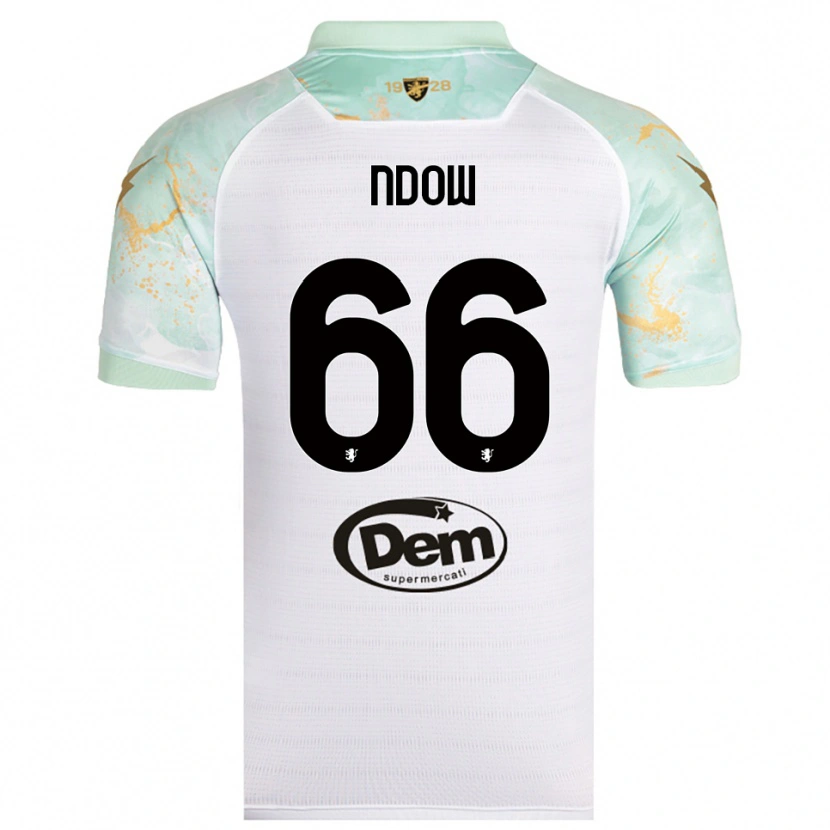 Danxen Criança Camisola Abdoulie Ndow #66 Branco Preto Alternativa 2025/26 Camisa