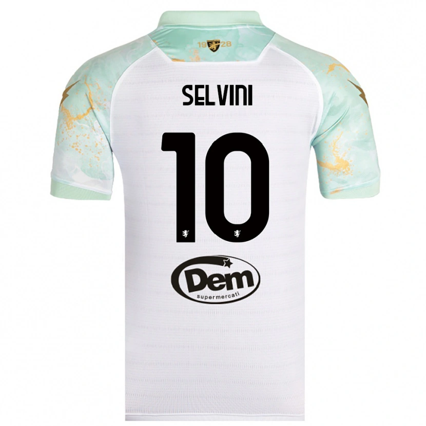 Danxen Criança Camisola Alessandro Selvini #10 Branco Preto Alternativa 2025/26 Camisa