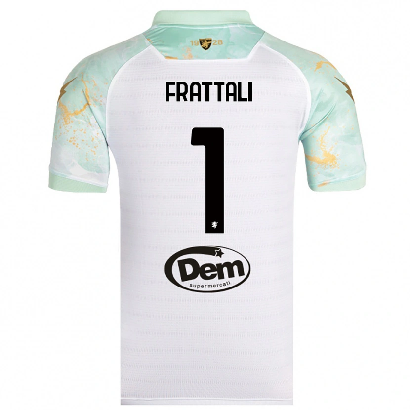 Danxen Criança Camisola Pierluigi Frattali #1 Branco Preto Alternativa 2025/26 Camisa